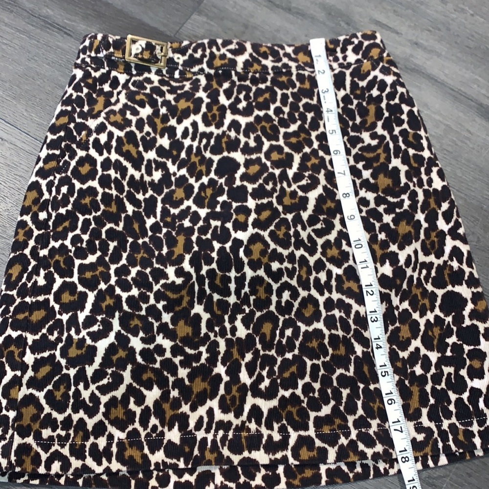 NWT J. Crew Corduroy Animal Print Mini Skirt w/Buckle Size 0 Black/Brown - Picture 14 of 15